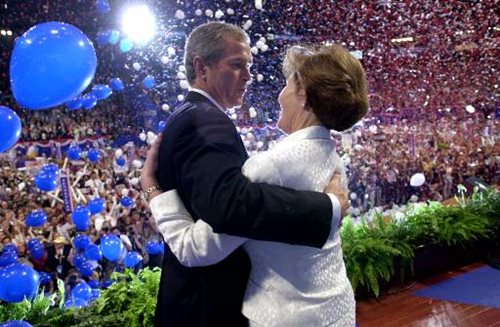 George W. Bush Embraces Wife Laura