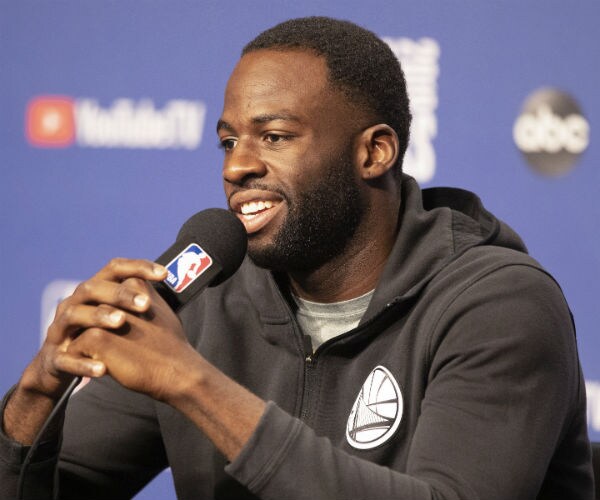 golden state warriors' draymond green speaks during an nba basketball press conference in toronto