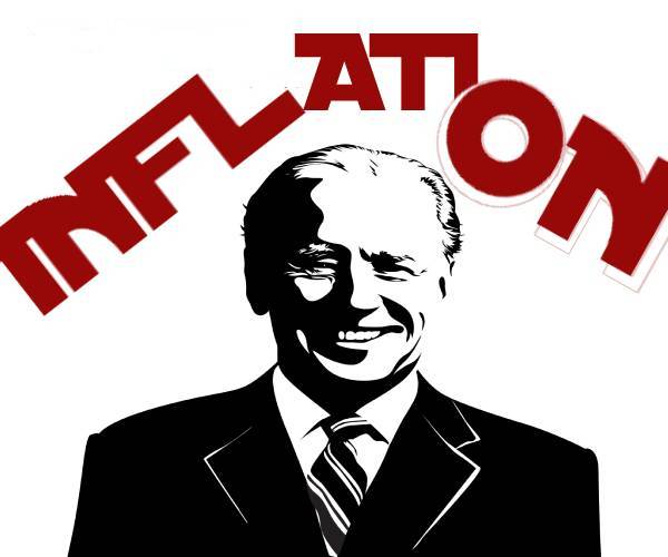 art of biden with inflation written over his head
