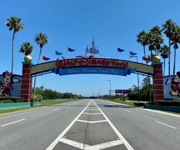 entrance to disney world is seen