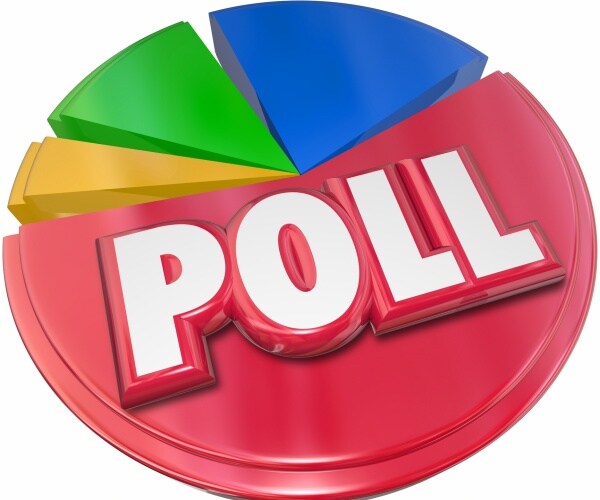 poll word in red letters on a pie chart 
