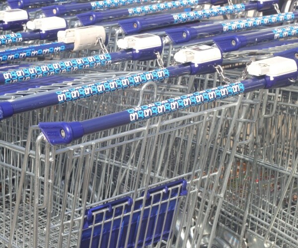 Supermarket trolleys of the supermarket chain Albert Heijn