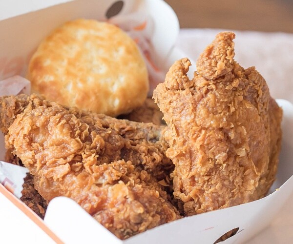 fried chicken and biscuit