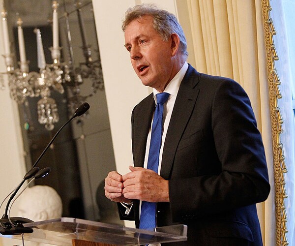 Former British Ambassador to the U.S. Kim Darroch speaks during a news conference