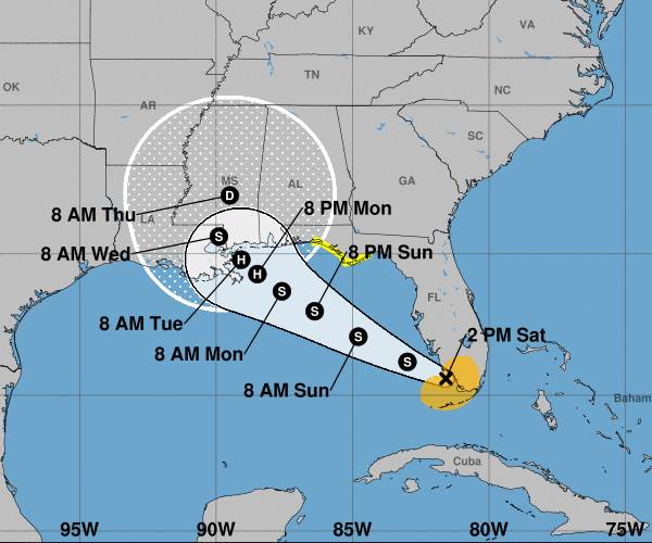 map of projected storm path