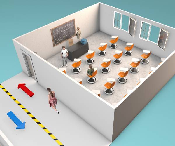 illustration of a covid classroom