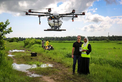 Zanzibar Tests Drones Spraying Rice Fields to Fight Malaria