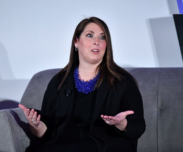 ronna mcdaniel sis on a couch and speaks