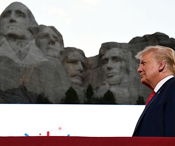 president donald trump stands at the base of mount rushmore for one of the most iconic speeches of his presidency