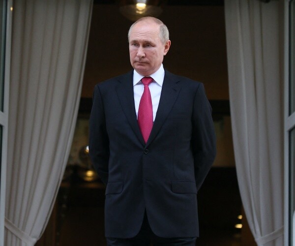Russian President Vladimir Putin is seen at the Bocharov Ruchei state residence.
