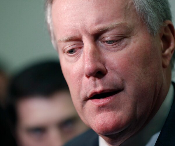 White House chief of staff Mark Meadows speaks to the media