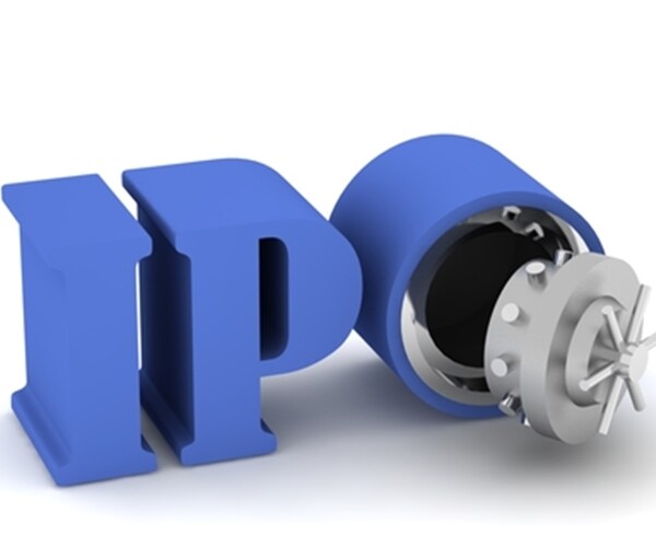 ipo written in 3d letters and a cash box in white background 