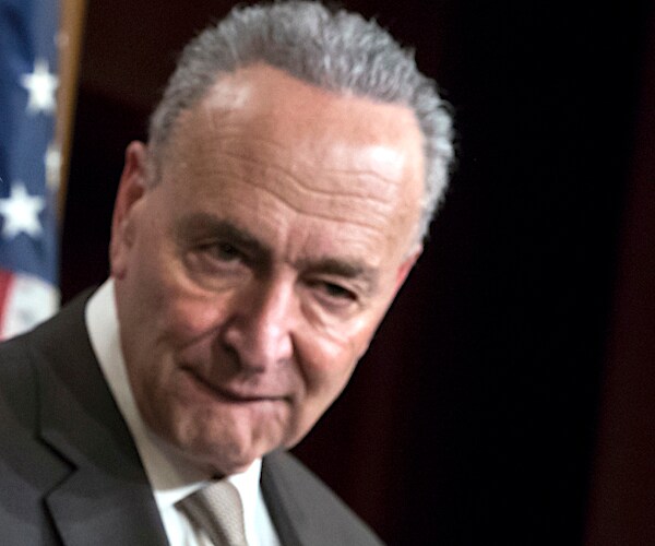 chuck schumer looks on despondently during a news conference