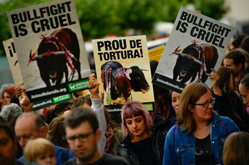 Protest against Bullfights in Pamplona before Famed Festival