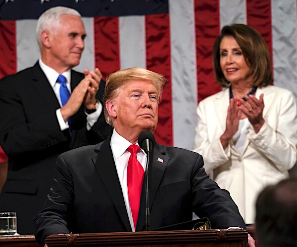 nancy pelosi applauds president donald trump during the january's state of the union address