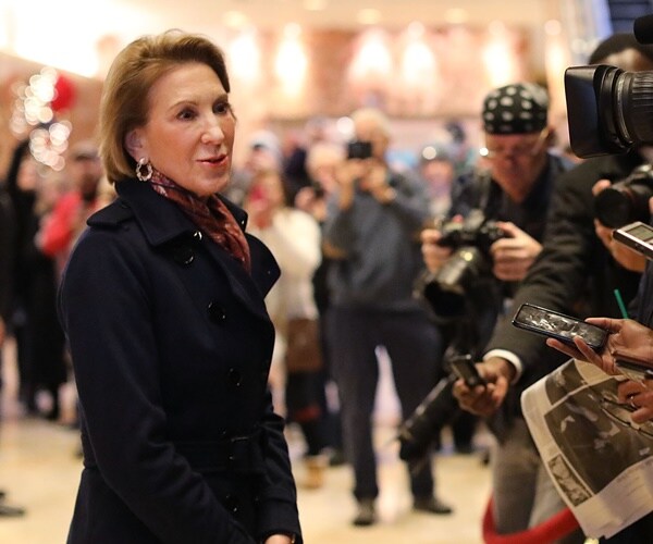 carly fiorina is interviewed in the lobby of trump tower in 2016.