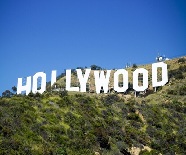 hollywood sign in the hollywood hills, los angeles, california. 

