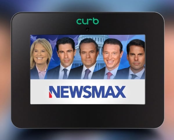 newsmax shown on a curb screen