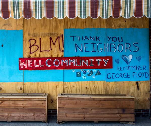 boarded up store minneapolis result of george floyd riots 