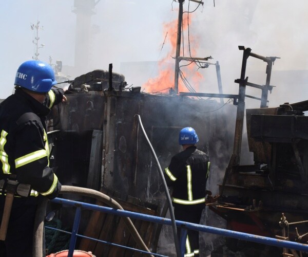 firefighters put out a fire