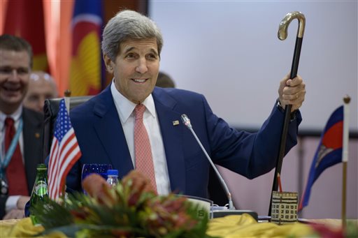 JFK - John Forbes Kerry, That Is - Leans on Kennedy Cane