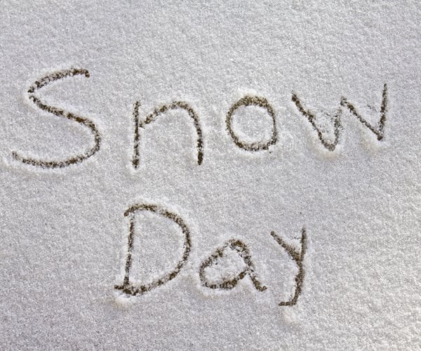 Snow day written in snow