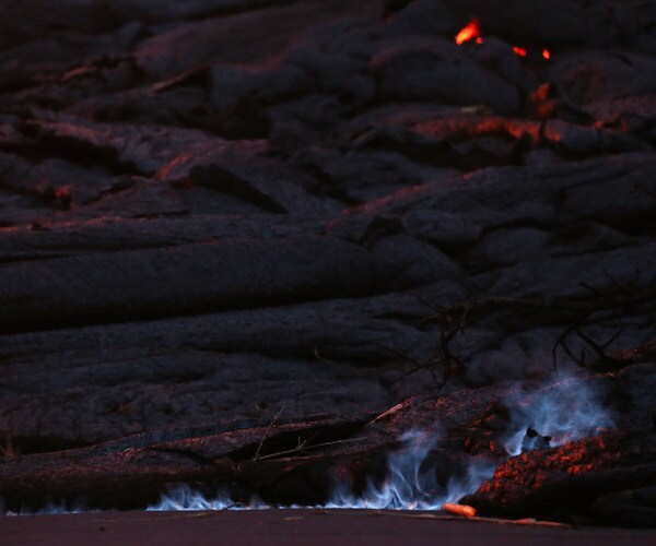 Hawaii Volcano's Blue Methane Flames Light Up Like Gas Stovetop