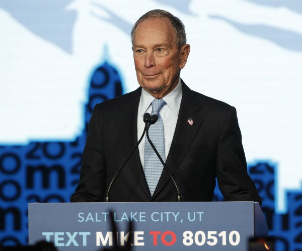 blloomberg talks to supporters at a rally in salt lake city, utah. 