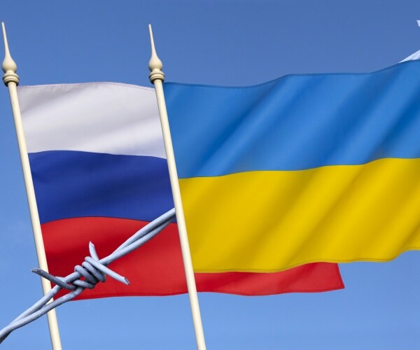 Russian and Ukraine flags