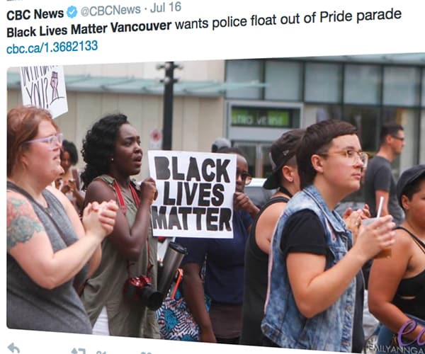 Black Lives Matter Demands Vancouver Police Remove Pride Parade Float