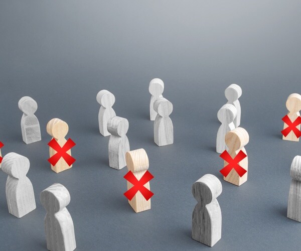 group of people some of are crossed out with a red cross