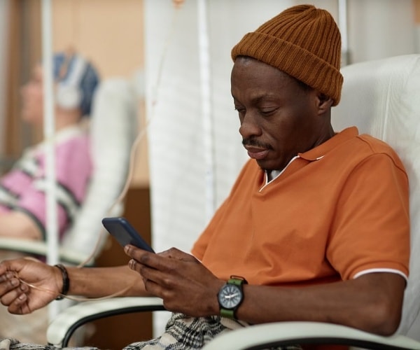 man getting iv chemotherapy