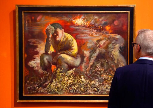 Painting Showing Hitler as Cain Displayed in Berlin Museum
