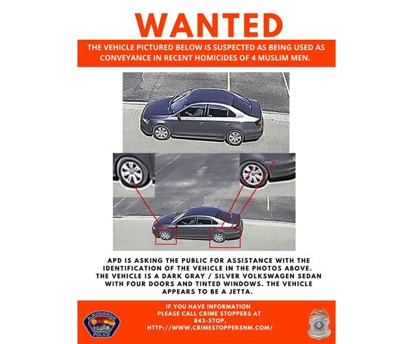 wanted poster of vehicle of interest