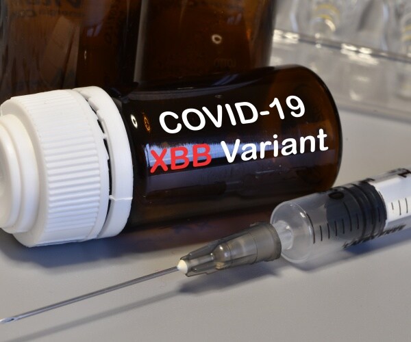 syringe and vial labeled 'XBB COVID Variant'