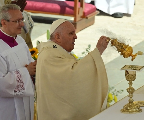 pope francis leads a canonization mass