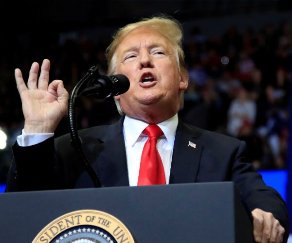 us president donald trump at a recent michigan campaign rally 