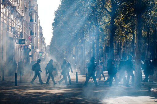 Police Use Tear Gas in Paris amid an Array of Protests