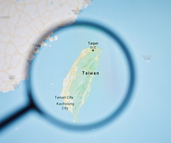 A detailed map showing Taiwan's comparative size to China