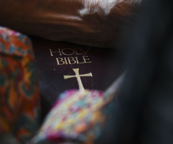 holy bible at church pew