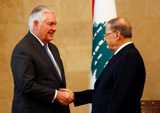 The Latest: Tillerson Says Working for Calm Lebanon Borders