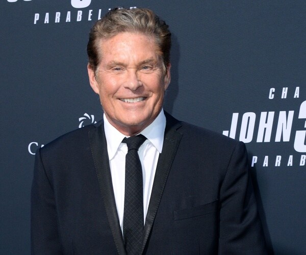 david hasselhoff stands on red carpet