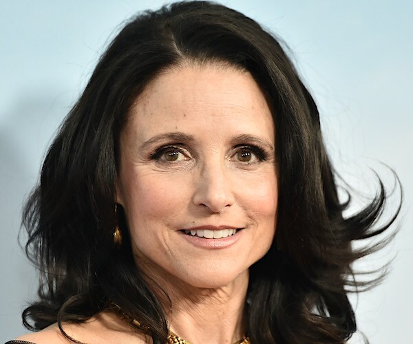 Julia Louis-Dreyfus walks a red carpet as a leftist hollywood elitist