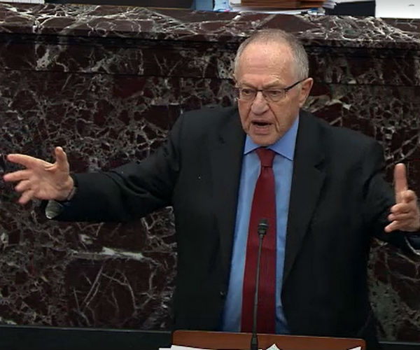 Harvard Law Professor Alan Dershowitz is shown on senate television