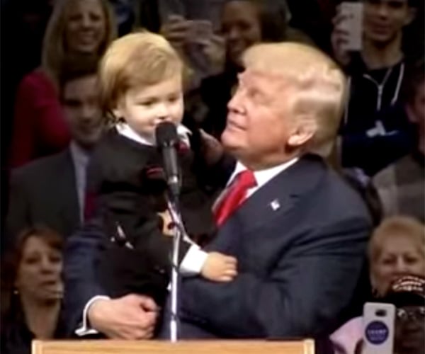 Trump Brings Mini Trump On Stage; Toddler Steals the Show