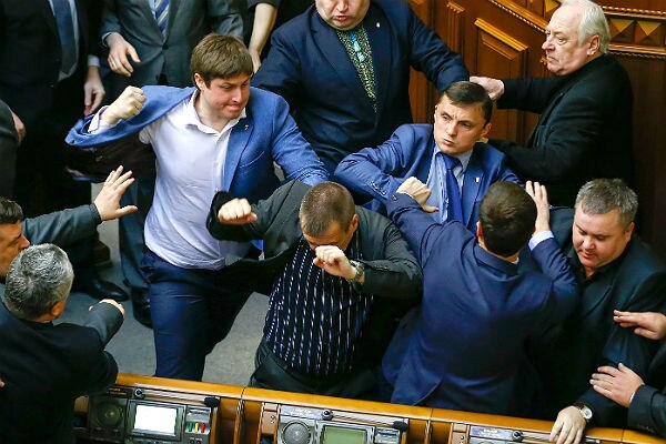Brawl Erupts in Ukraine Parliament After Communist Supports Pro-Russia Protesters