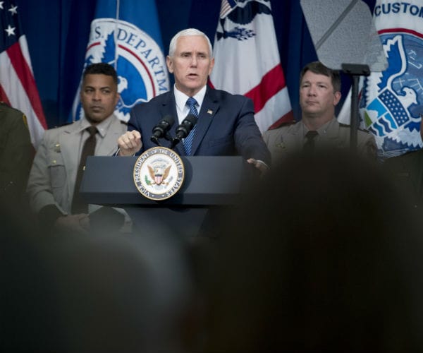 vice president mike pence speaks to customs and border patrol agents