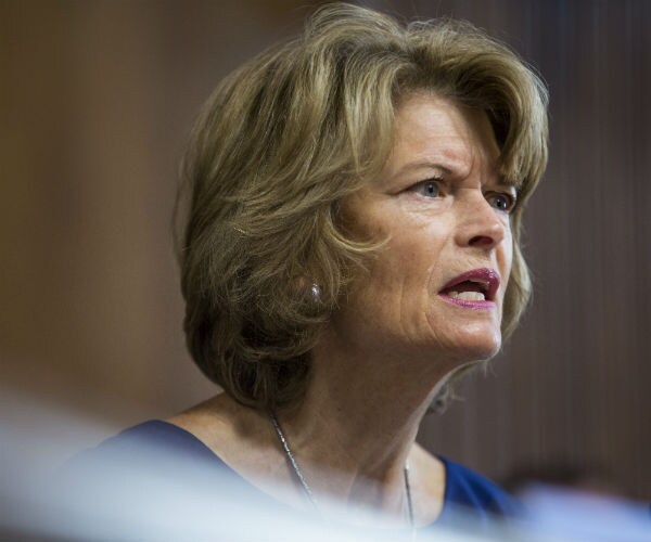 Sen. Lisa Murkowski speaks during a Senate Energy and Natural Resources Committee confirmation hearing.