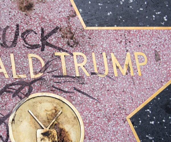  Donald Trump's star on the Hollywood Walk of Fame is seen with markings and profanity