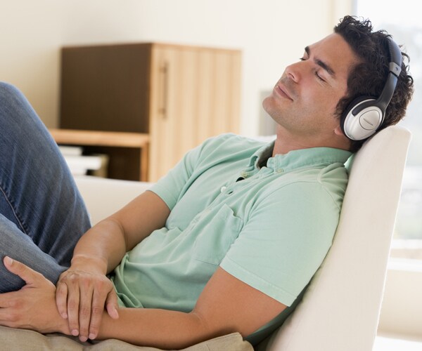 a man listening to music